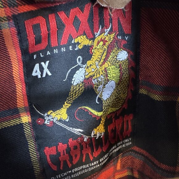 Dixxon Men 4X Shirt Steve Caballero Red Plaid Flannel Shirt Long Sleeve Dragon - Picture 4 of 4